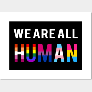 All Human LGBT Flag Gay Pride Month Rainbow Transgender Lesbian Pansexual Posters and Art